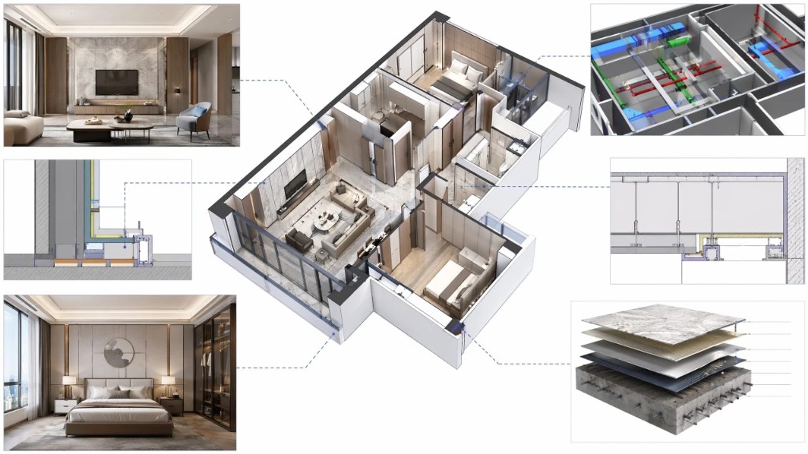 精装修 BIM 专项设计建模 - 户型模型与节点剖面