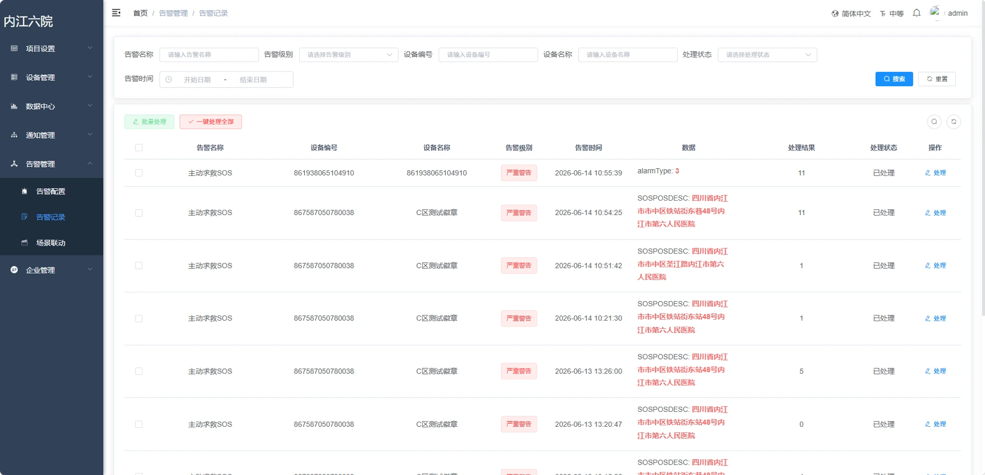 告警记录：分级告警、定位信息与处置闭环