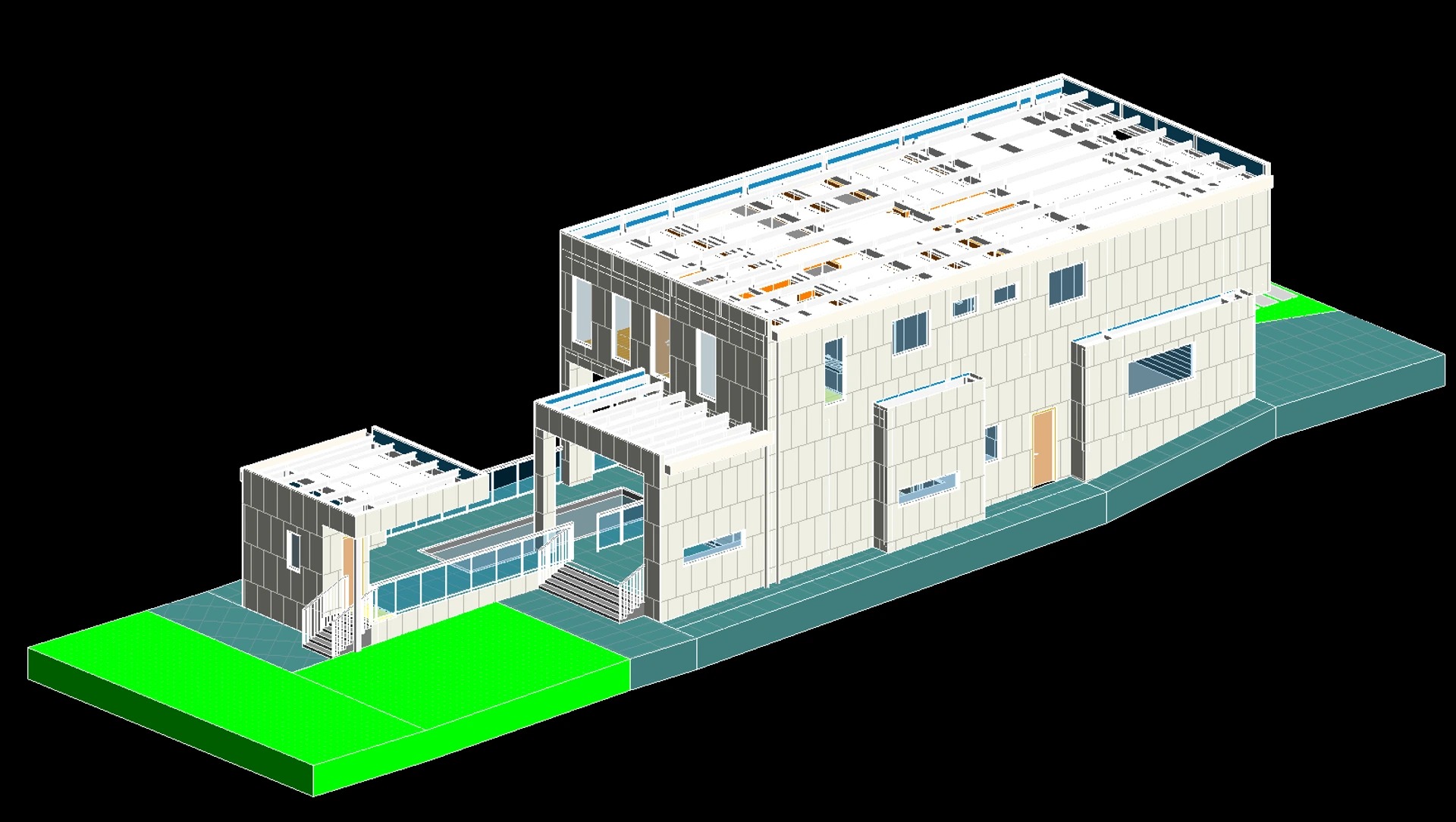 案例配图2：新西兰 400 平装配式别墅，基于图纸 BIM 建模，完成碰撞检查、管线综合与材料算量，支撑装配式出海交付。