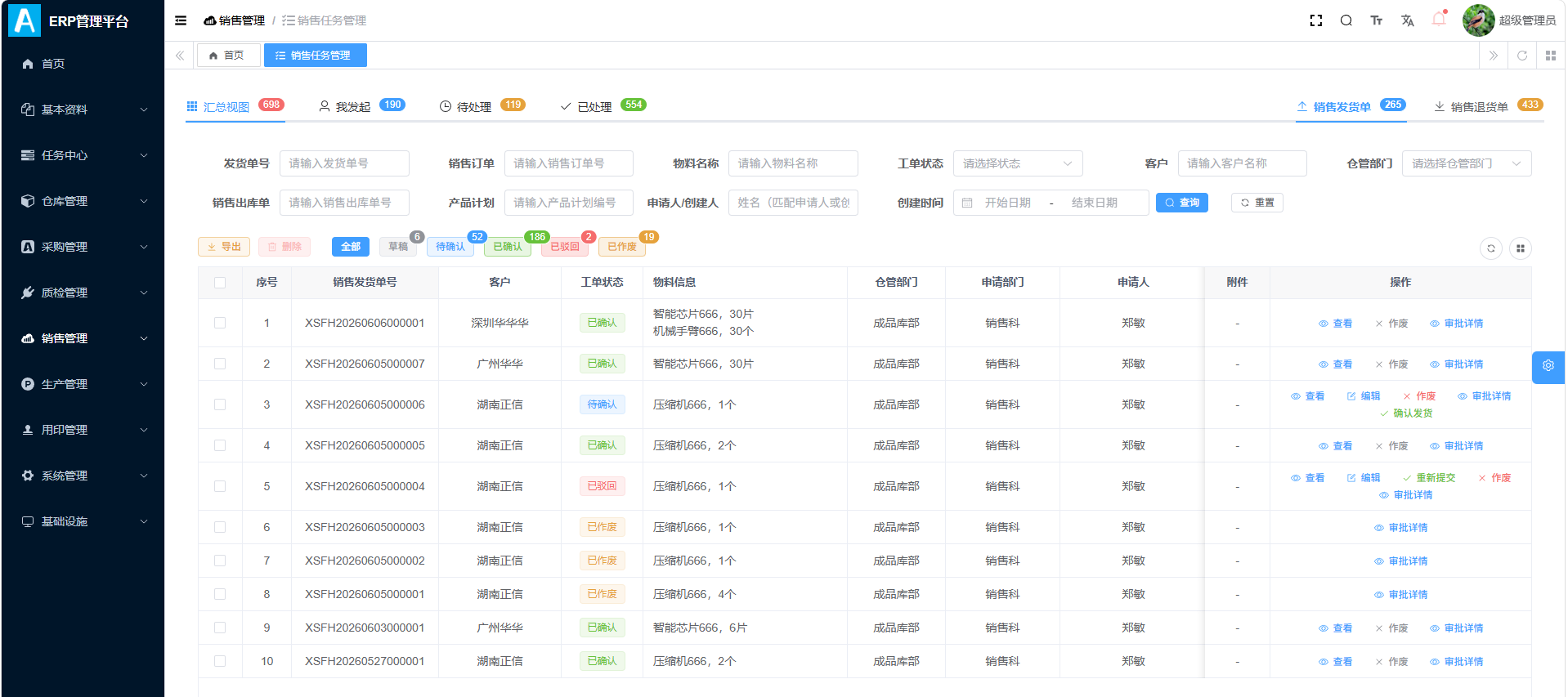 Sales Management界面